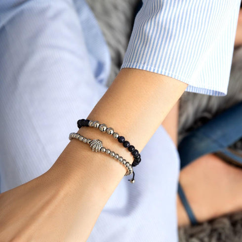 Plage | Argent | Bracelet à breloques en cristal et coquillage